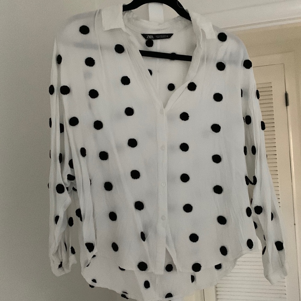 Zara Polka Dot Button Down